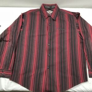 Harley Davidson Shirt L Red Black Striped Long Sleeve Motorcycle Biker Y2K G6